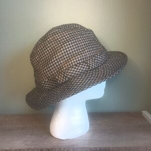 Dorfman Pacific Herringbone Tweed Bucket Hat Unisex Large Academia Heritage 90s